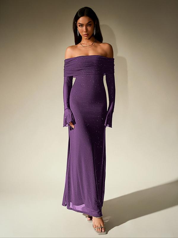 DARCIE™ - schulterfreies, gerafftes Pailletten-Bodycon-Abendkleid