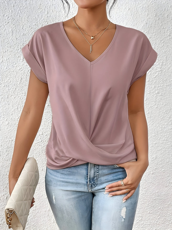 MEIKA™ – Klassisches Twist-Detail V-Ausschnitt Top