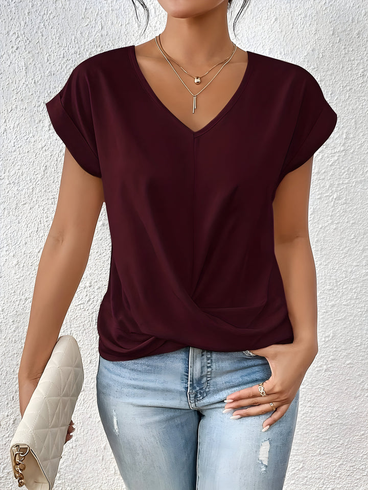 MEIKA™ – Klassisches Twist-Detail V-Ausschnitt Top