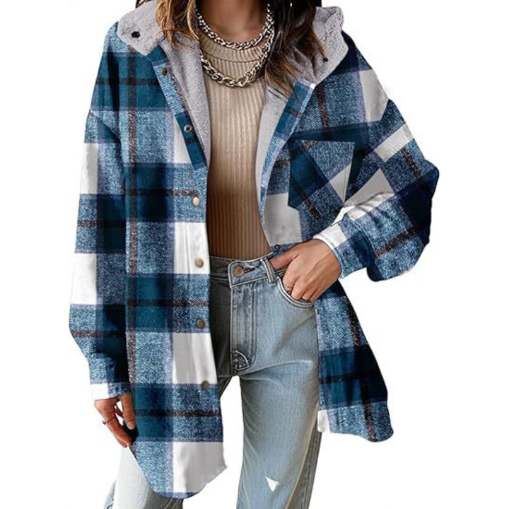 TALLULAH™ - Leger geschnittene karierte Kapuzenjacke