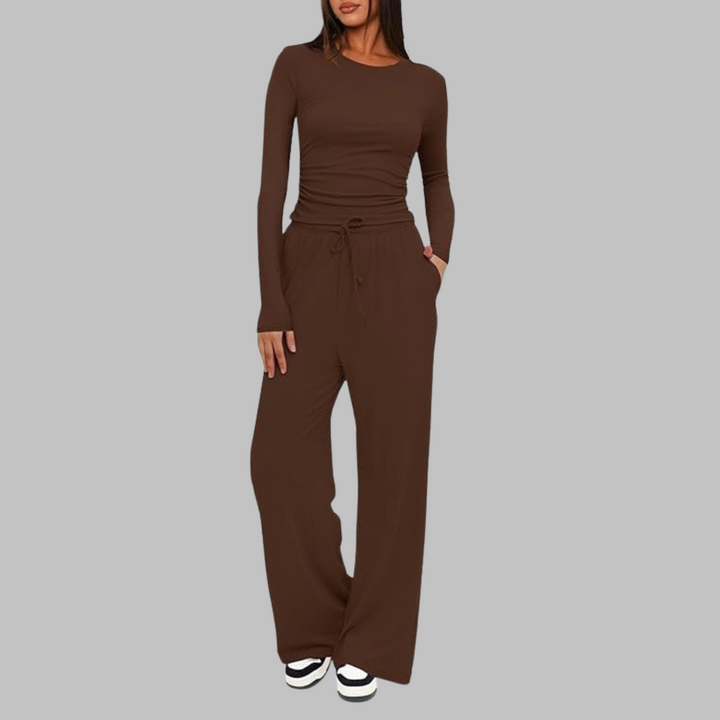 BELLE™ - Freizeit-Set aus Langarmshirt und Hose mit weitem Bein
