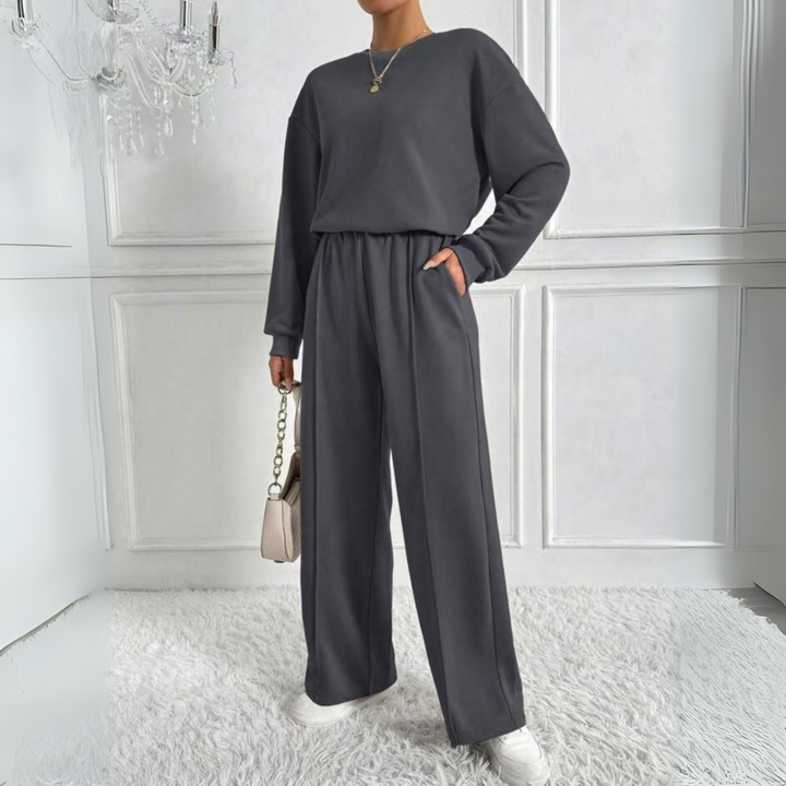 TINIDOR™ - Set aus langärmeligem Sweatshirt und High-Waist-Hose für die Freizeit