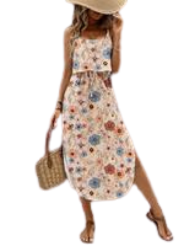 SOFIA™ – Freizeitkleid mit seitlichem Schlitz, Batikmuster und Blumenprint