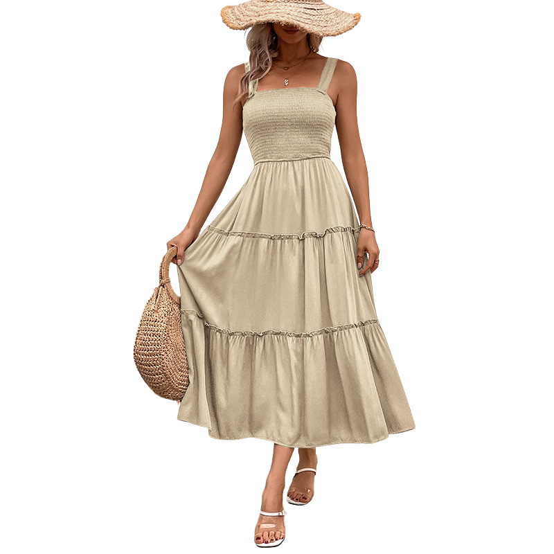 TESSIE™ – Lässiges rückenfreies Sommerkleid mit gerafftem Saum und Rüschen
