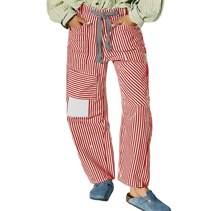 PERLAH™ – Elegante gestreifte Hose mit weitem Bein und Kordelzug