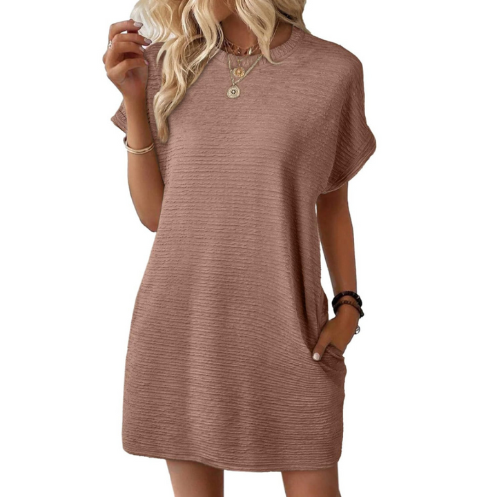 EVASHA™ – Lässiges minimalistisches Rundhals-Sommerkleid