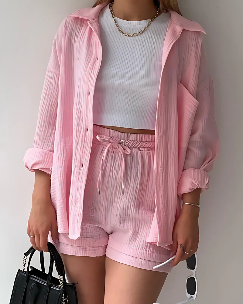VERA™ – Modernes Knopfleisten-Shorts-Set
