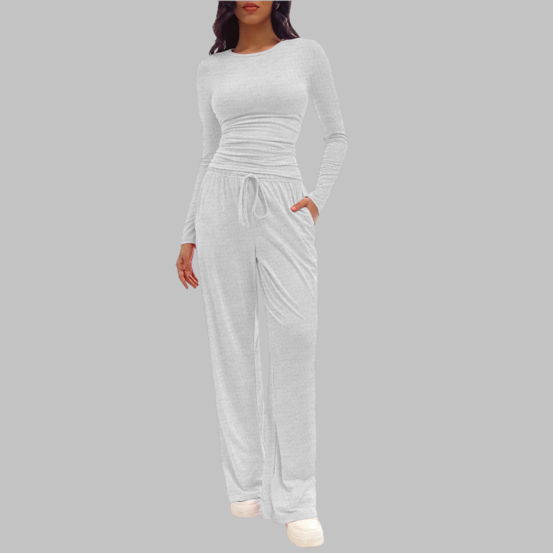JANNY™ - Freizeit-Set aus Langarm-Top und Hose mit weitem Bein