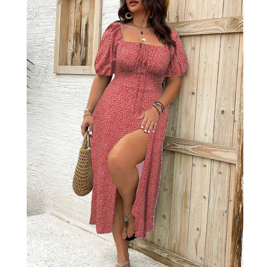 VEYA™ – Elegantes Maxikleid mit Puffärmeln in großen Größen