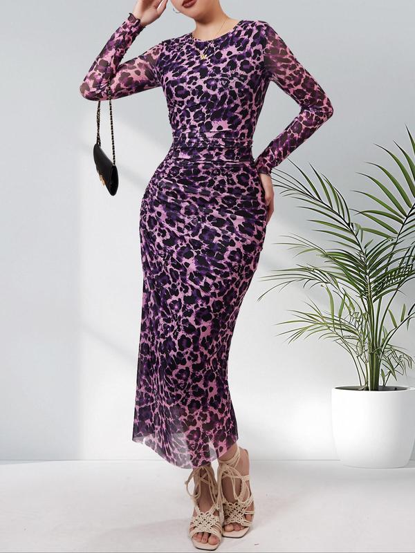 ALIANNA™ – Elegantes Leopardenmuster-Bodycon-Kleid mit Raffungen für Partys