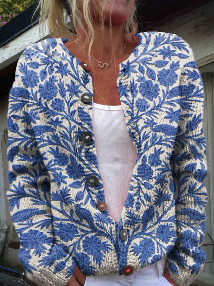 FLORA™ - Vintage-Blumen-Strickjacke