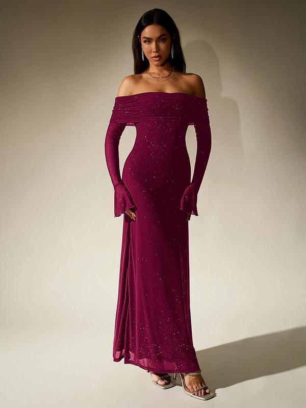 DARCIE™ - schulterfreies, gerafftes Pailletten-Bodycon-Abendkleid