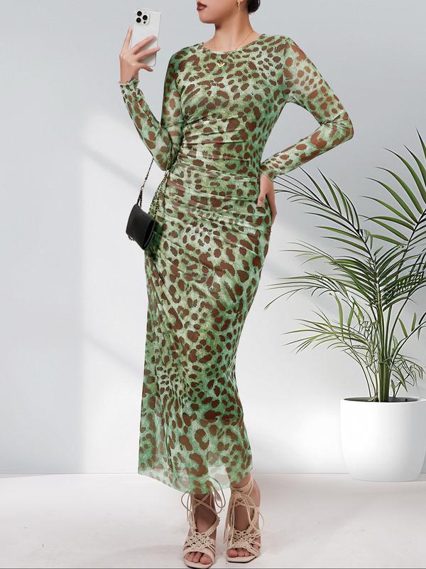ALIANNA™ – Elegantes Leopardenmuster-Bodycon-Kleid mit Raffungen für Partys