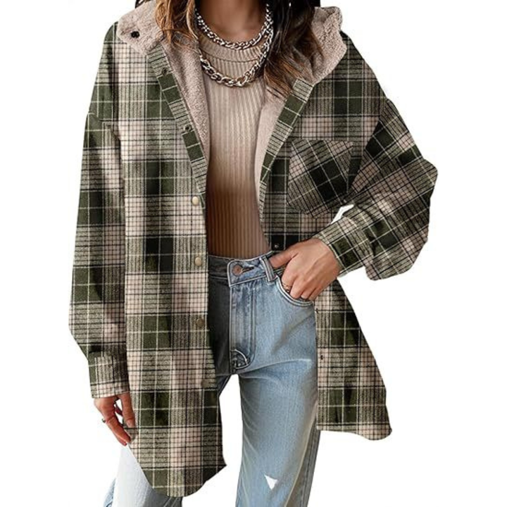 TALLULAH™ - Leger geschnittene karierte Kapuzenjacke