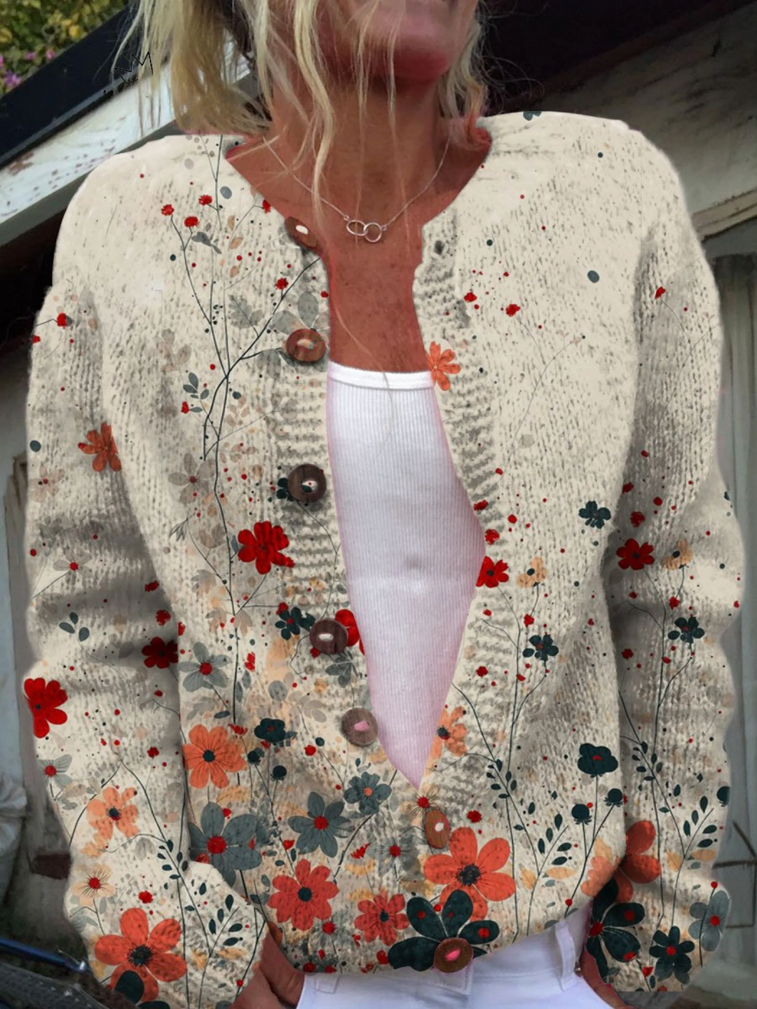Sabrina | Vintage-Strickcardigan mit Blumen