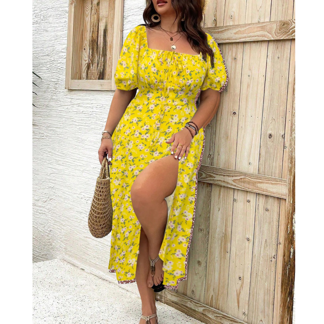VEYA™ – Elegantes Maxikleid mit Puffärmeln in großen Größen