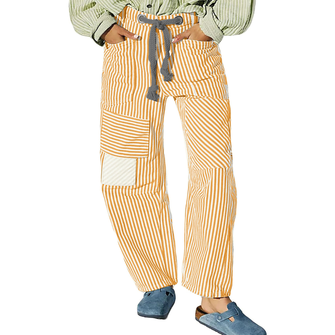 PERLAH™ – Elegante gestreifte Hose mit weitem Bein und Kordelzug