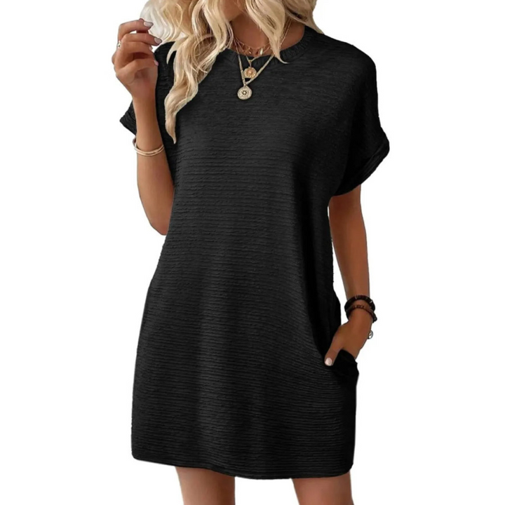 EVASHA™ – Lässiges minimalistisches Rundhals-Sommerkleid