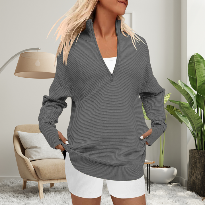 QUINN™ – Gemütlicher Langarm-Pullover mit Reißverschluss und Kragen