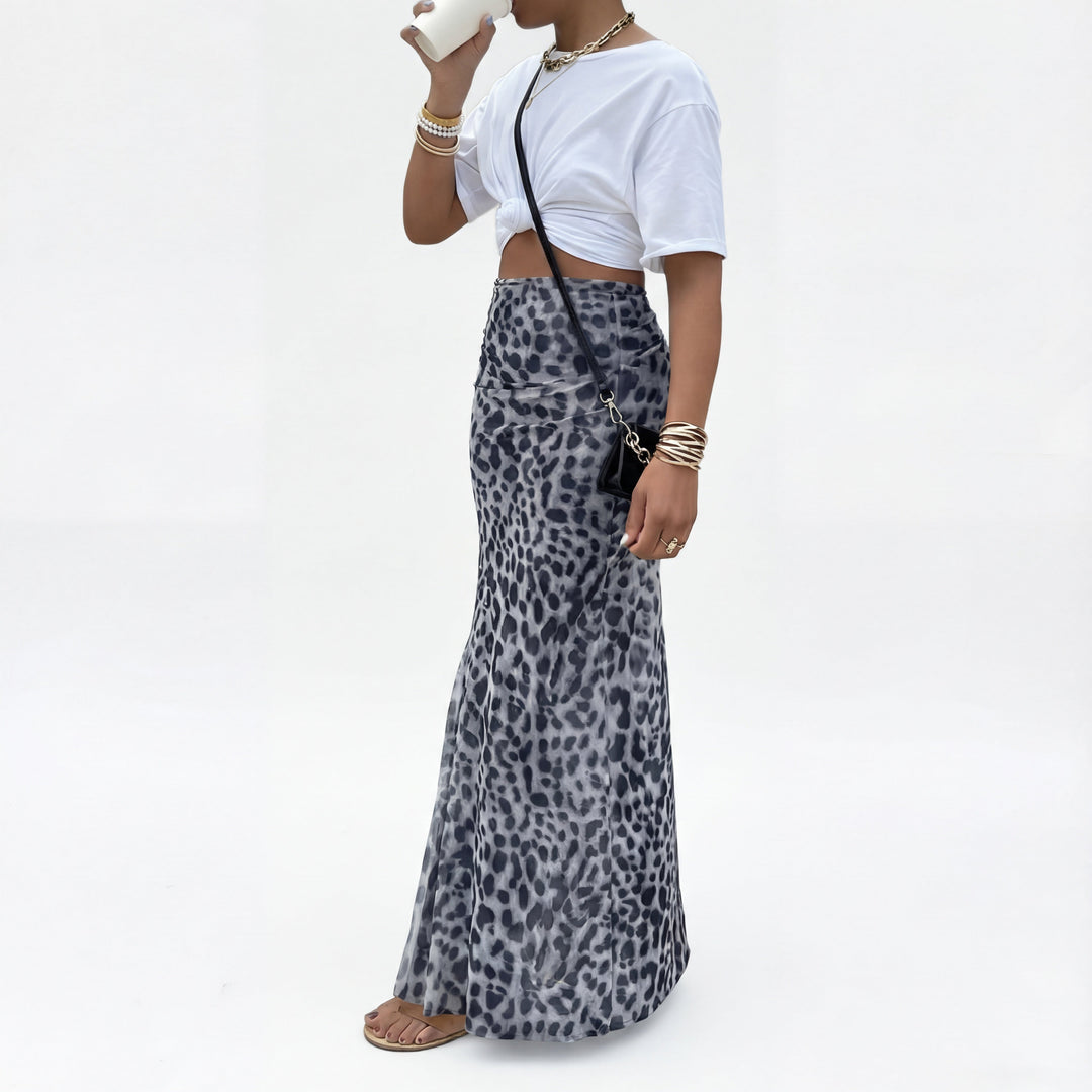 TERRY™ – High-Waisted Meshrock mit Leopardenmuster