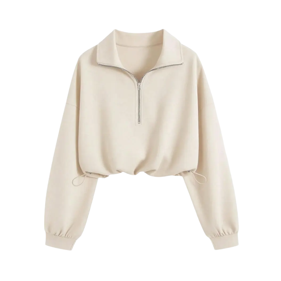 TEAGAN™ – Sportliches Cropped-Sweatshirt mit halbem Reißverschluss