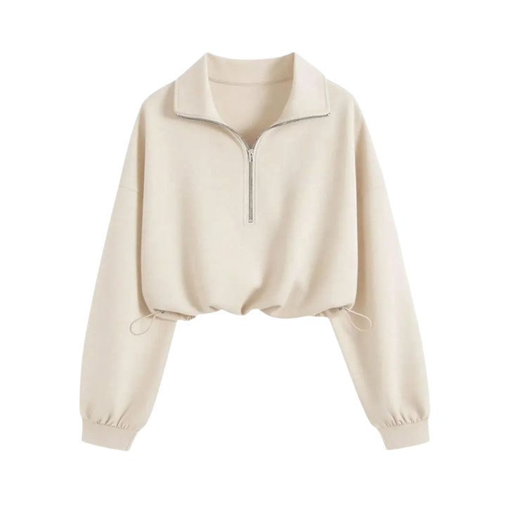 TEAGAN™ – Sportliches Cropped-Sweatshirt mit halbem Reißverschluss