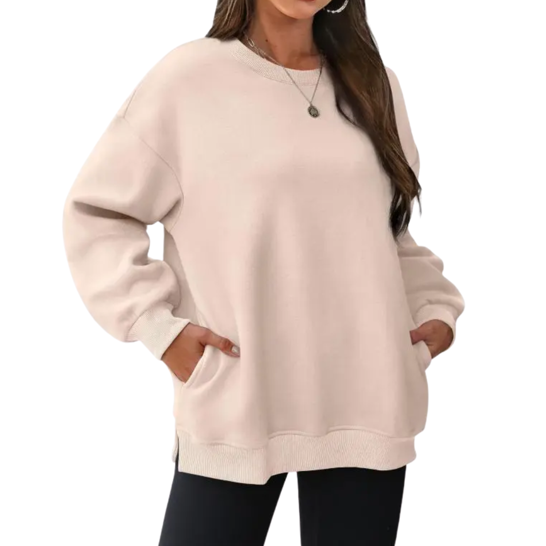 BRENLEY™ – Gemütlicher, übergroßer Fleece-Pullover mit Rundhalsausschnitt
