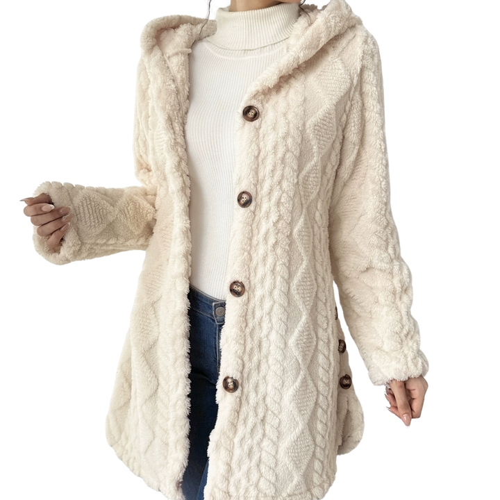 CLOVER™ – Kuschelige Jacquard-Fleece-Strickjacke mit Kapuze