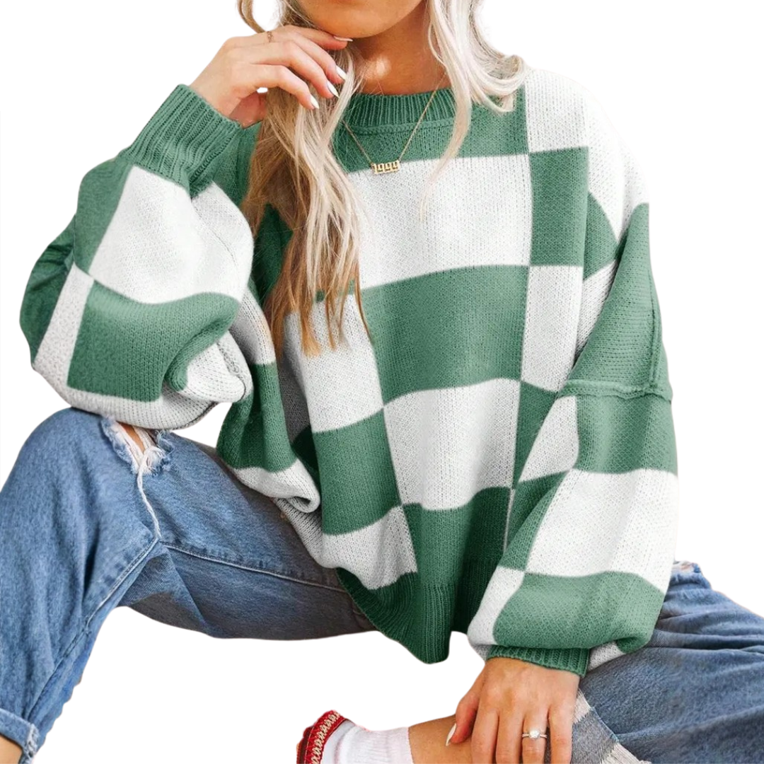 WREN™ – Gemütlicher Pullover mit Karomuster und überschnittenen Schultern