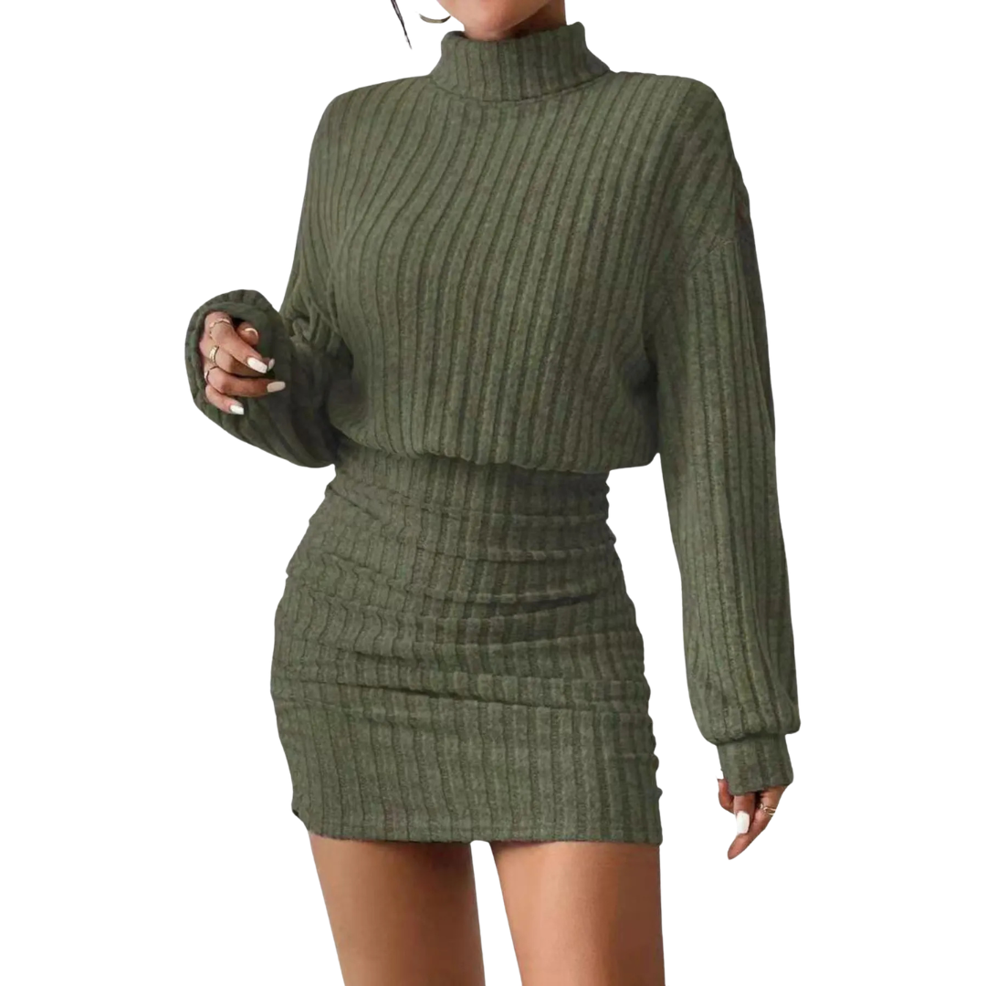 NICOLETTE™ – Figurbetontes geripptes Rollkragenkleid