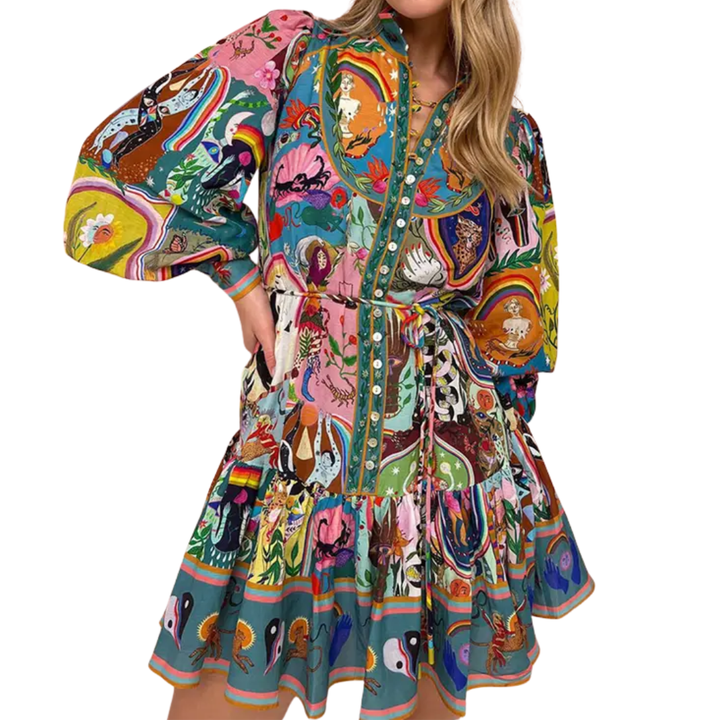 WISTERIA™ – Bohème Rüschen-Schnürkleid mit Falten