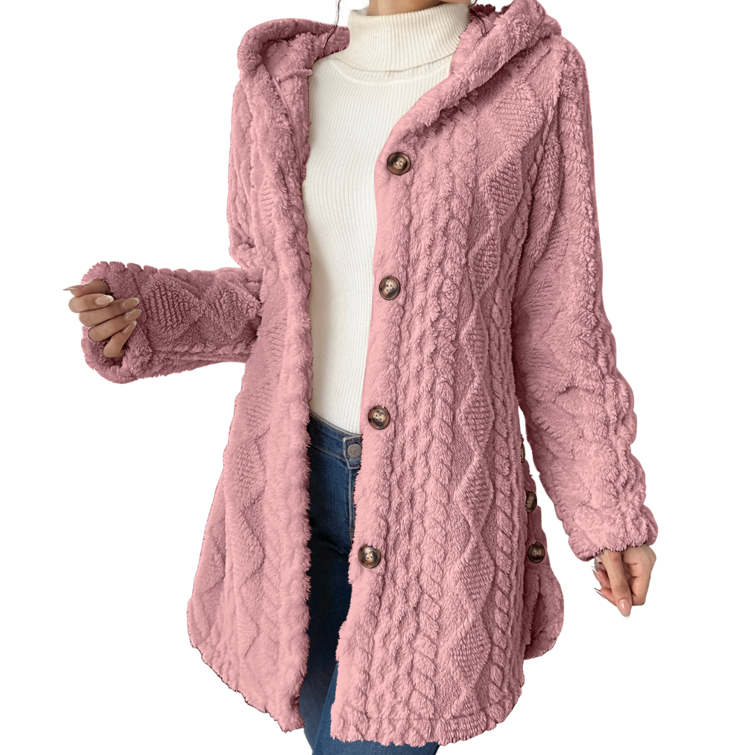 CLOVER™ – Kuschelige Jacquard-Fleece-Strickjacke mit Kapuze