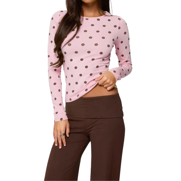 DOTTY™ – Langarm-Top mit Polka-Dot-Muster und schmaler Passform