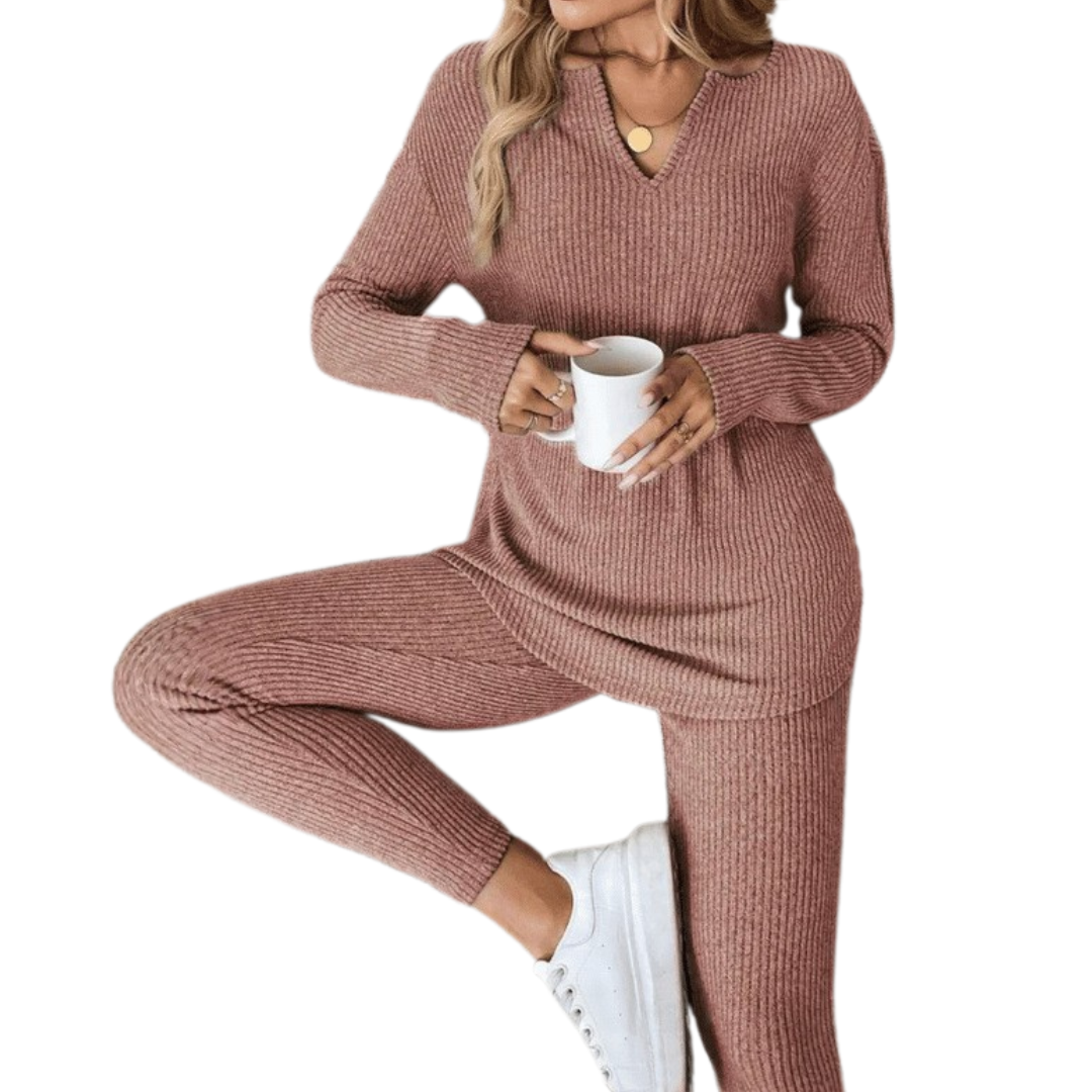 CORALINE™ – Kuscheliger Plüsch-Rippstrick-Leggings-Anzug