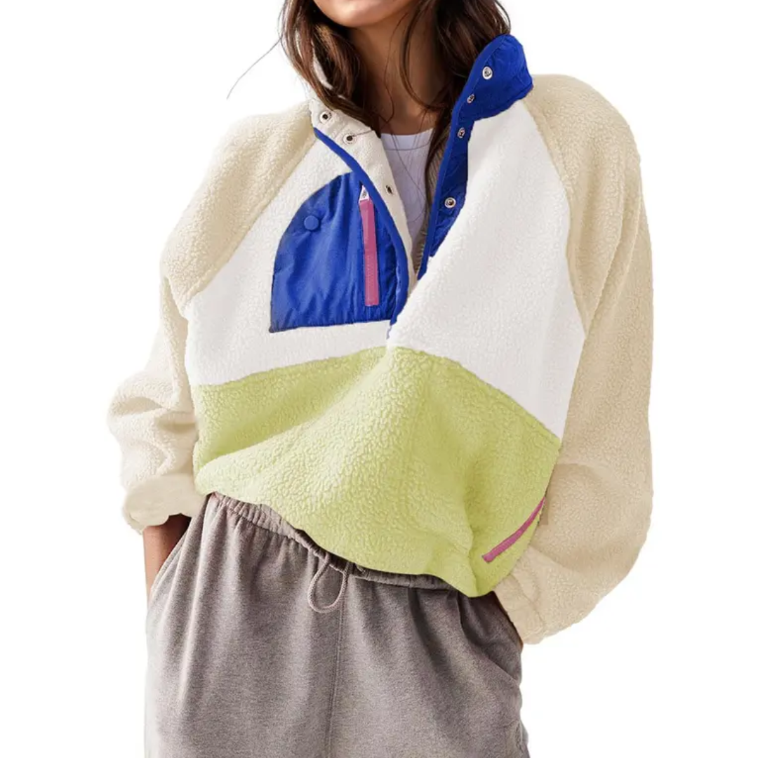 ZOSIA™ – Gemütliche Colorblock-Fleecejacke mit Reißverschluss