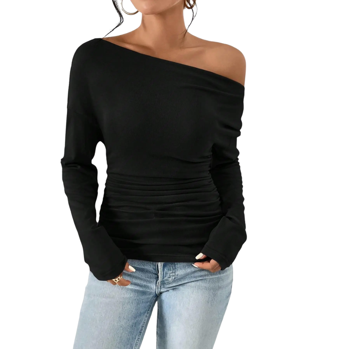 NAOMI™ – Elegantes, einseitig schulterfreies Langarm-Top