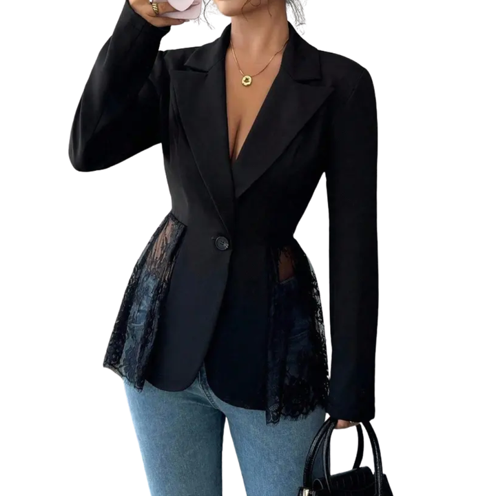 LEONIQUE™ – Figurbetonter Blazer mit Spitzenbesatz