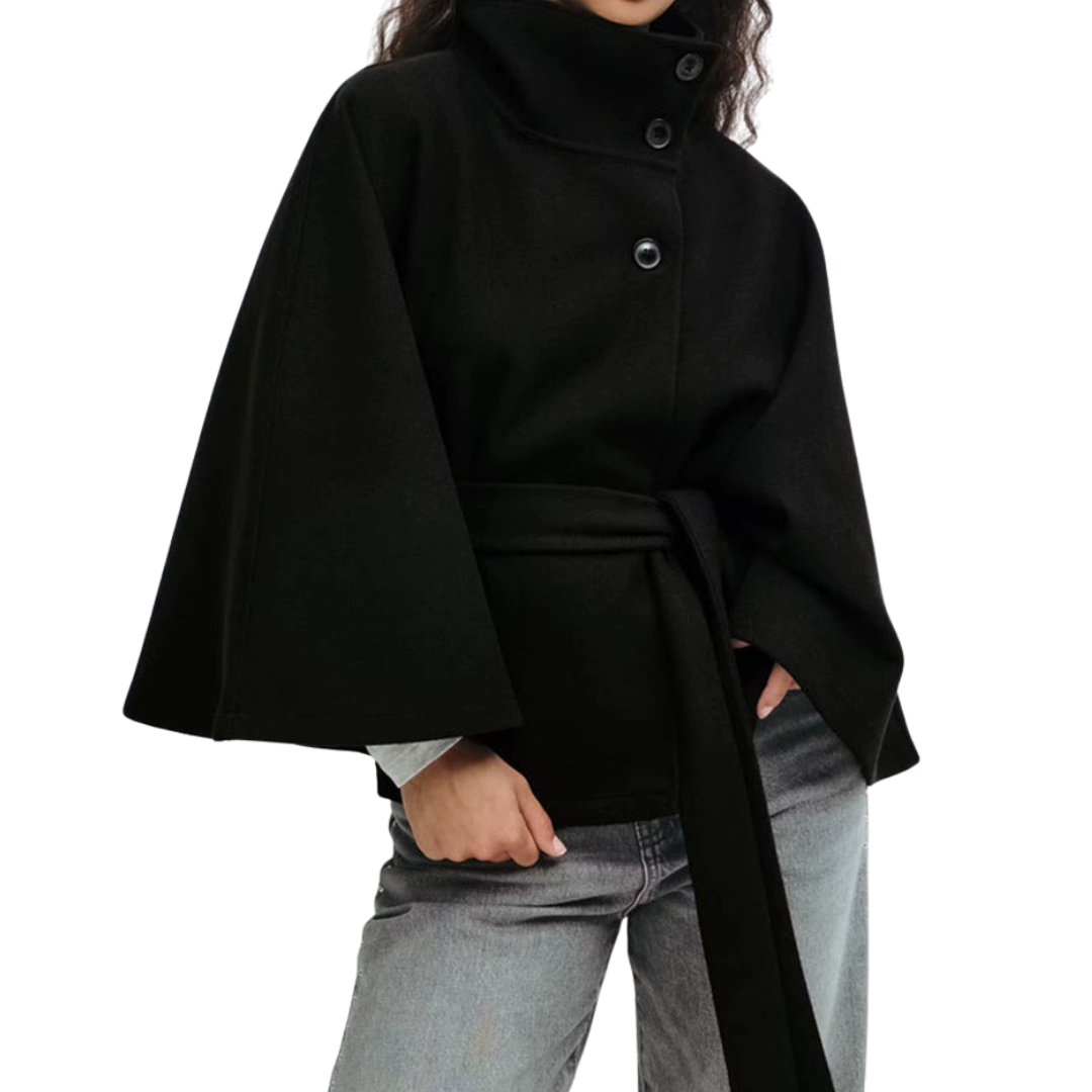 WULFRIC™ – Strukturierter Mantel im Cape-Stil mit Gürtel