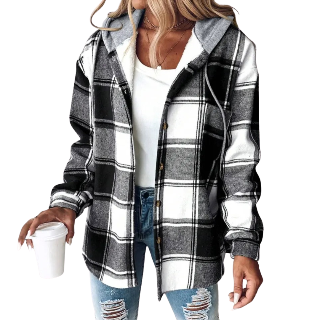 DOTTIE™ – Gemütliche Kapuzen-Fleece-Hemdjacke im Karodesign