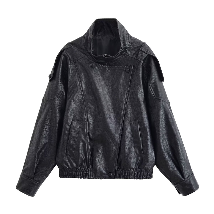 REMY™ – Asymmetrische Kunstleder-Bikerjacke mit Reißverschluss
