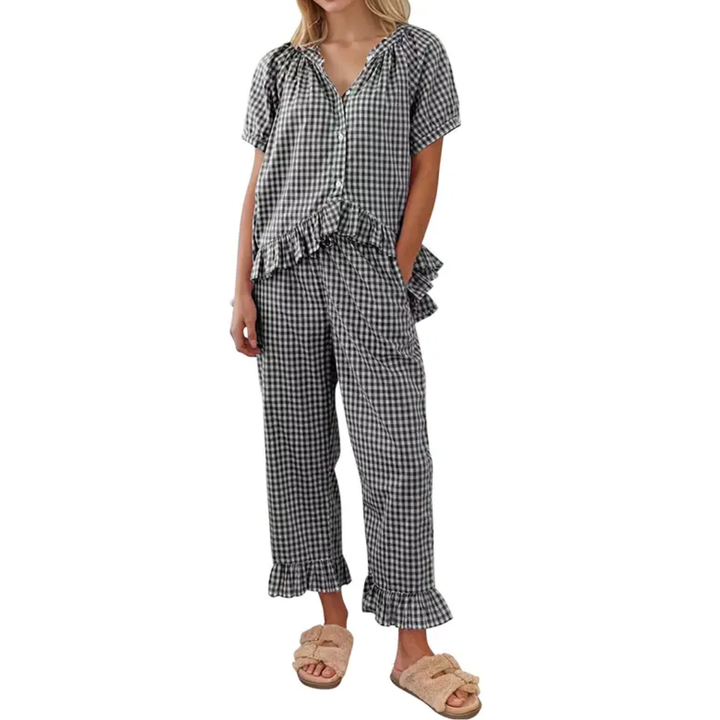 PENNY™ – Kuscheliger karierter Pyjama mit Rüschen