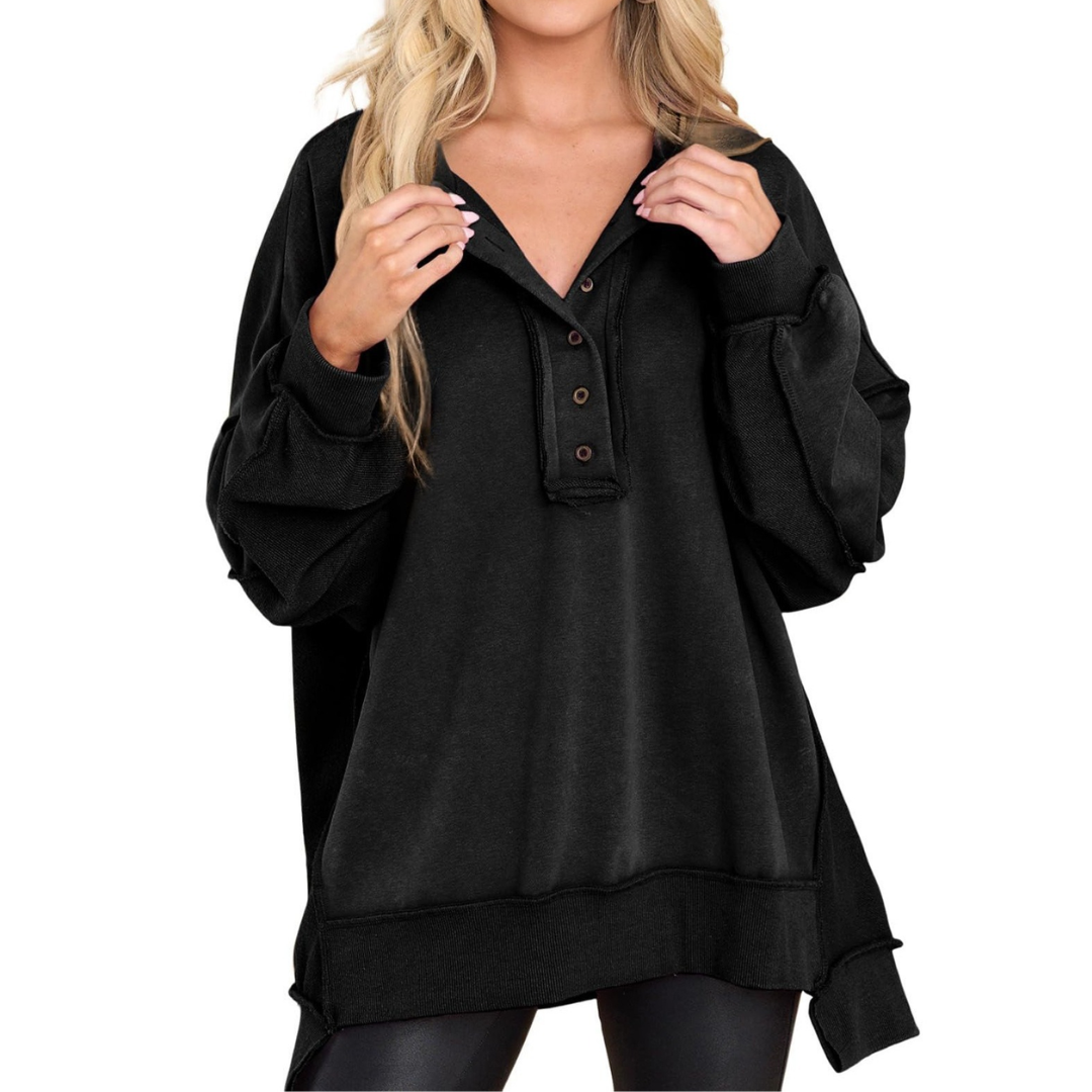 HARLOW™ – Gemütliches Oversized-Sweatshirt mit Knopfleiste