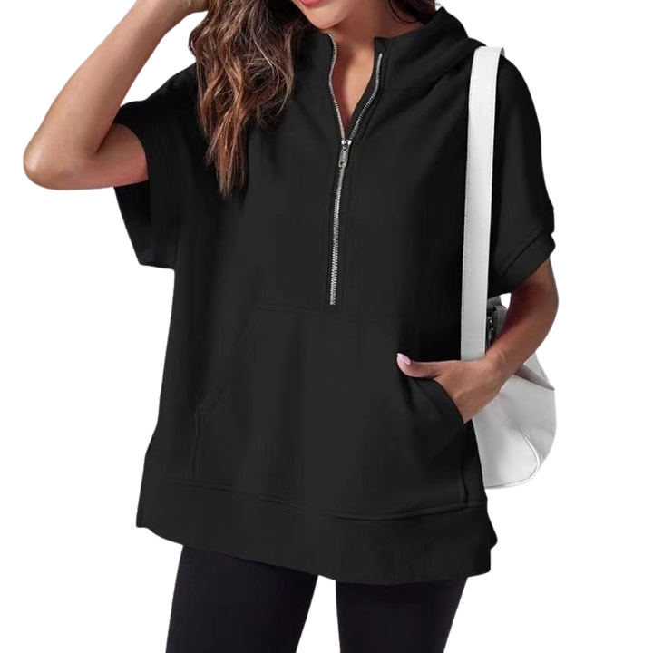BREEYN™ – Entspanntes Kapuzen-Kurzarm-Sweatshirt