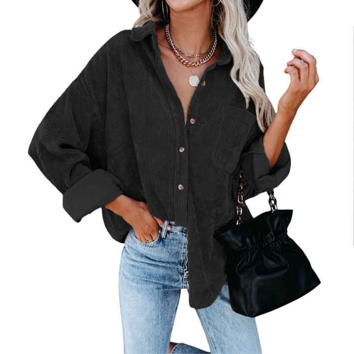 DARBY™ – Entspannte gerippte Knopfleistenbluse