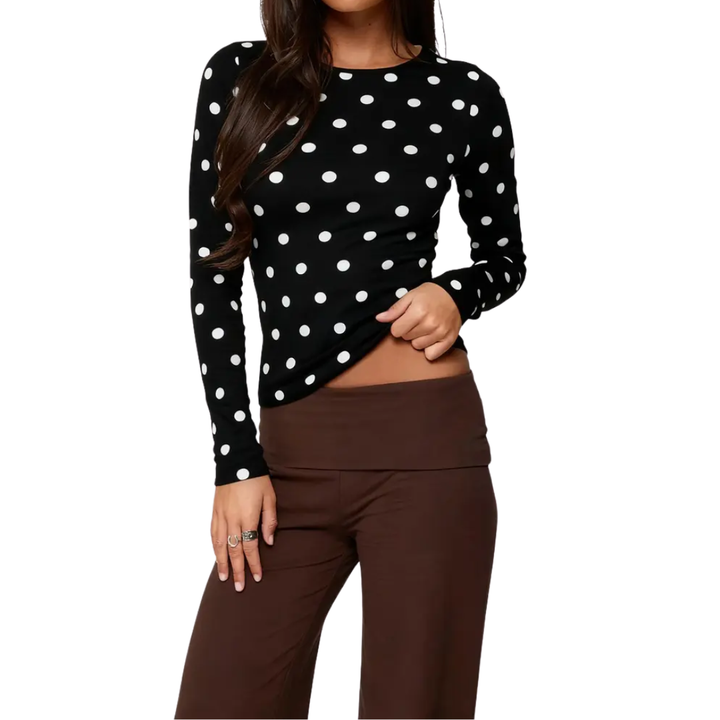 DOTTY™ – Langarm-Top mit Polka-Dot-Muster und schmaler Passform
