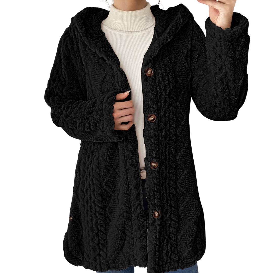 CLOVER™ – Kuschelige Jacquard-Fleece-Strickjacke mit Kapuze