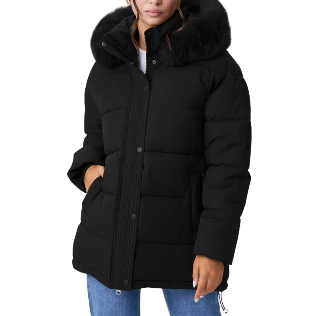 ZELARA™ – Thermomantel mit flauschigem Fellkragen