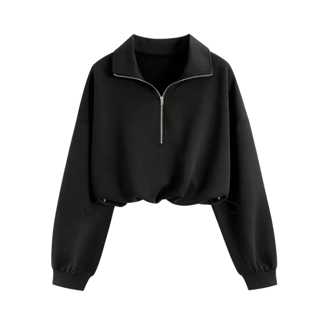 TEAGAN™ – Sportliches Cropped-Sweatshirt mit halbem Reißverschluss