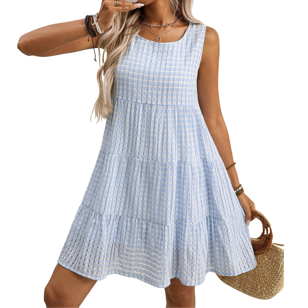 WILLA™ – Luftiges kariertes ärmelloses Kleid mit Rüschen