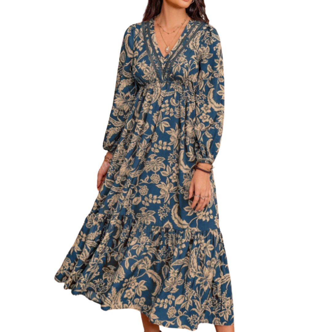 FAUNA™ – Geblümtes Rüschensaum-Kleid mit Bischofsärmeln